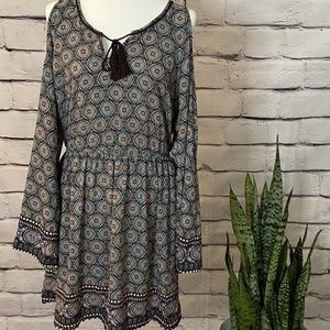 Keyhole Shoulder Multi Colored Dress